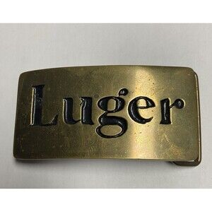Vintage LUGER Guns Solid Brass 1970s Belt Buckle MINTY Rare
